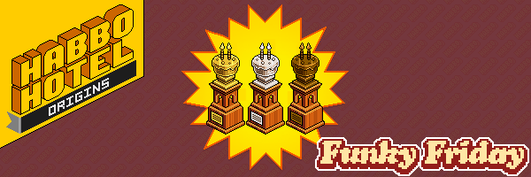 habtium's tweet photo. 🔔 ¡Ya está aquí el segundo Funky Friday de junio en #HabboHotelOrigins! Disponible el "Trofeo del 2. Aniversario" en oro, plata y bronce por 24 horas. 🏆

👉 Encuentra toda la información en nuestra noticia: https://t.co/tJlBfHbTJJ https://t.co/RjzTTngPnV