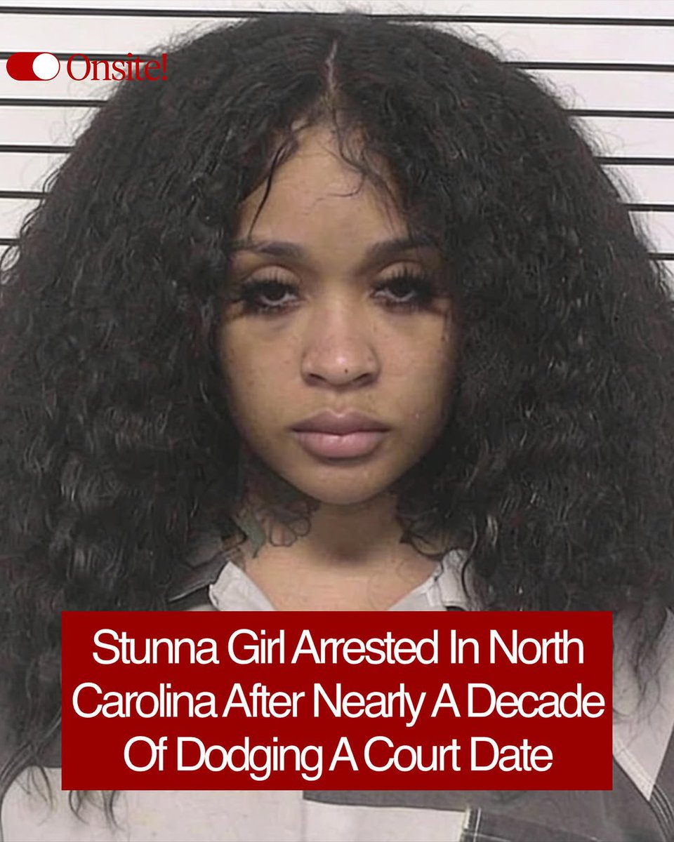 ZeusNetworkTea's tweet photo. StunnaGirl arrested in North Carolina. Was pulled over during a routine traffic stop in Mooresville, NC while riding in a black and white Mercedes. What officers found on her record led straight to a booking at the Iredell County Detention Center. The failure to appear charge stems from a separate case that’s reportedly been open for close to ten years.