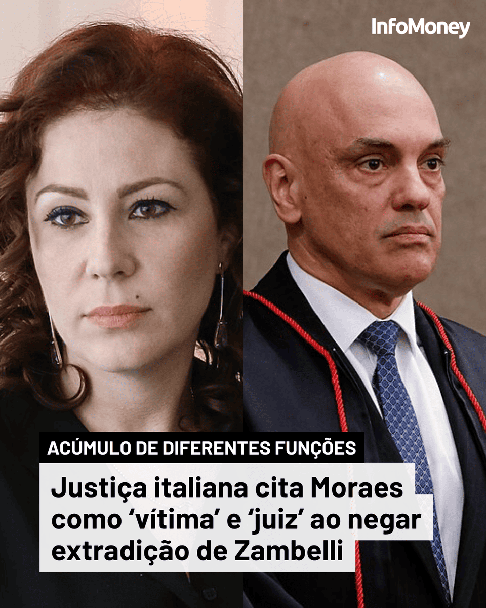 infomoney's tweet photo. O Tribunal de Cassação italiano considerou que o ministro atuou como vítima e juiz ao mesmo tempo no processo sobre a invasão do sistema de segurança do CNJ.

Leia mais no site do InfoMoney: https://t.co/NgkZ9nk5qV

Foto: Marcos Corrêa/PR e Isac Nóbrega/PR

#Zambelli #Moraes #STF #Itália #Política