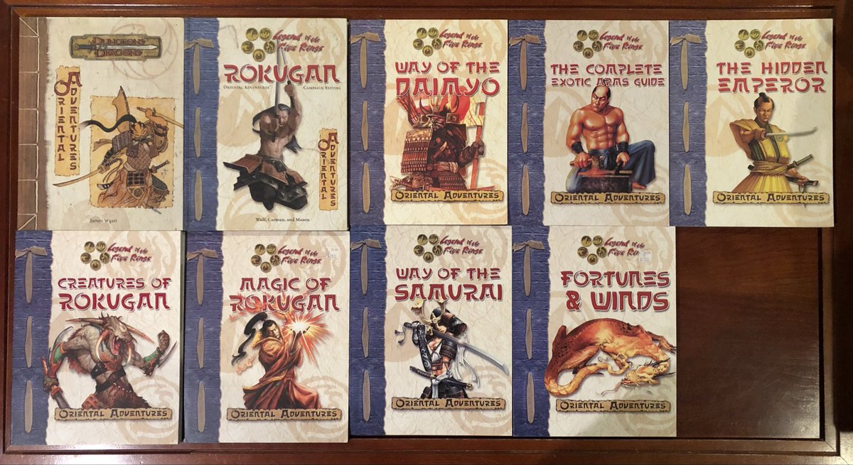 RobertCousland's tweet photo. @dnd__daily The only way I was ever able to play 3.0/3.5 Dungeons and Dragons. Still love the setting of Rokugan from Legend of the Five Rings. 

#DnD #L5R #TTRPG https://t.co/r7wiyabTGV