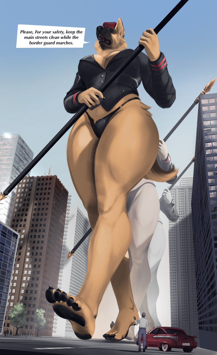 Taylor_Loup's tweet photo. Laws are clear, the guardians won't stop their duty cause your reckless behaviours, every step is a demonstration of power and discipline

A comic brought from a commission work with @King_James_Bob  

#Giantess #macrofurry #Paws https://t.co/aVd5EcKOAn