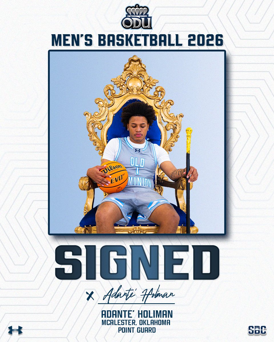 ODU_MBB's tweet photo. Sun Belt fans know the name.
Now he's a Monarch. 👑🦁🏀

Welcome to Norfolk, @TeHoliman!

📰 - https://t.co/5F9vjDId3L

#ODUSports | #ReignOn | #Monarchs https://t.co/3nvsOwagEM