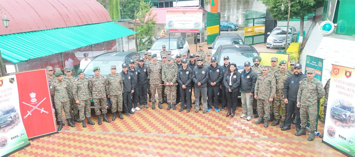 westerncomd_IA's tweet photo. #GreenWarriors 
#EcoTaskForce 
#Afforestation
 #SustainableFuture  

As part of the #KnowYourTA campaign, troops of 133 Eco TA (Paryavarani) Battalion, under #WesternCommand, joined hands with the ‘Surya Green – Himalayan Odyssey’ team, TATA EV, and enthusiastic students from GSSS Kufri and #IHMKufri to conduct a large-scale plantation and environmental awareness drive in Shimla.

The Himalayan Odyssey, flagged off from Kasauli, is aimed at promoting environmental stewardship, sustainable mobility, and stronger community engagement. Through active participation in plantation activities and awareness initiatives, the event reinforced the collective commitment towards preserving the fragile Himalayan ecosystem.

The initiative highlighted the vital role of the Territorial Army in environmental conservation while inspiring the younger generation to become responsible custodians of nature. Together, soldiers and students pledged to contribute towards a greener, cleaner, and more sustainable future.

@adgpi 
@suryacommand