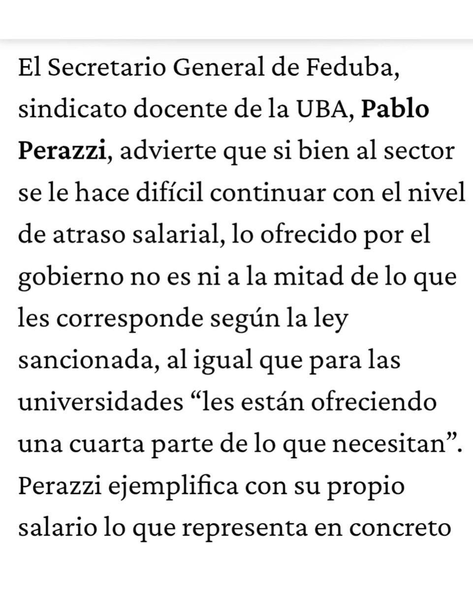feduba's tweet photo. La lucha por el cumplimiento de la Ley de Financiamiento Universitario continúa tras el acuerdo salarial

🗣️ @PabloPerazzi en @perfilcom: “La actualización salarial es menos de la mitad de lo que nos corresponde y para las universidades apenas una cuarta parte de lo necesario”. https://t.co/747fZVWJul