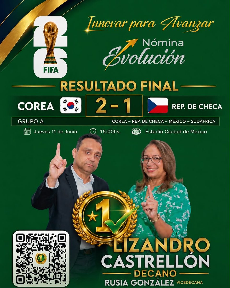 ganchoal1's tweet photo. ⚽️ ¡No apto para cardíacos!
Corea del Sur logró una valiosa victoria 2-1 sobre República Checa en un duelo vibrante del Grupo A que mantuvo la emoción hasta el pitazo final.
📊 Resultado final:
🇰🇷 Corea del Sur 2️⃣ - 1️⃣ República Checa 🇨🇿
#LizandroCastrellón #FIFA #ResultadoFinal https://t.co/00kIoJBpzW