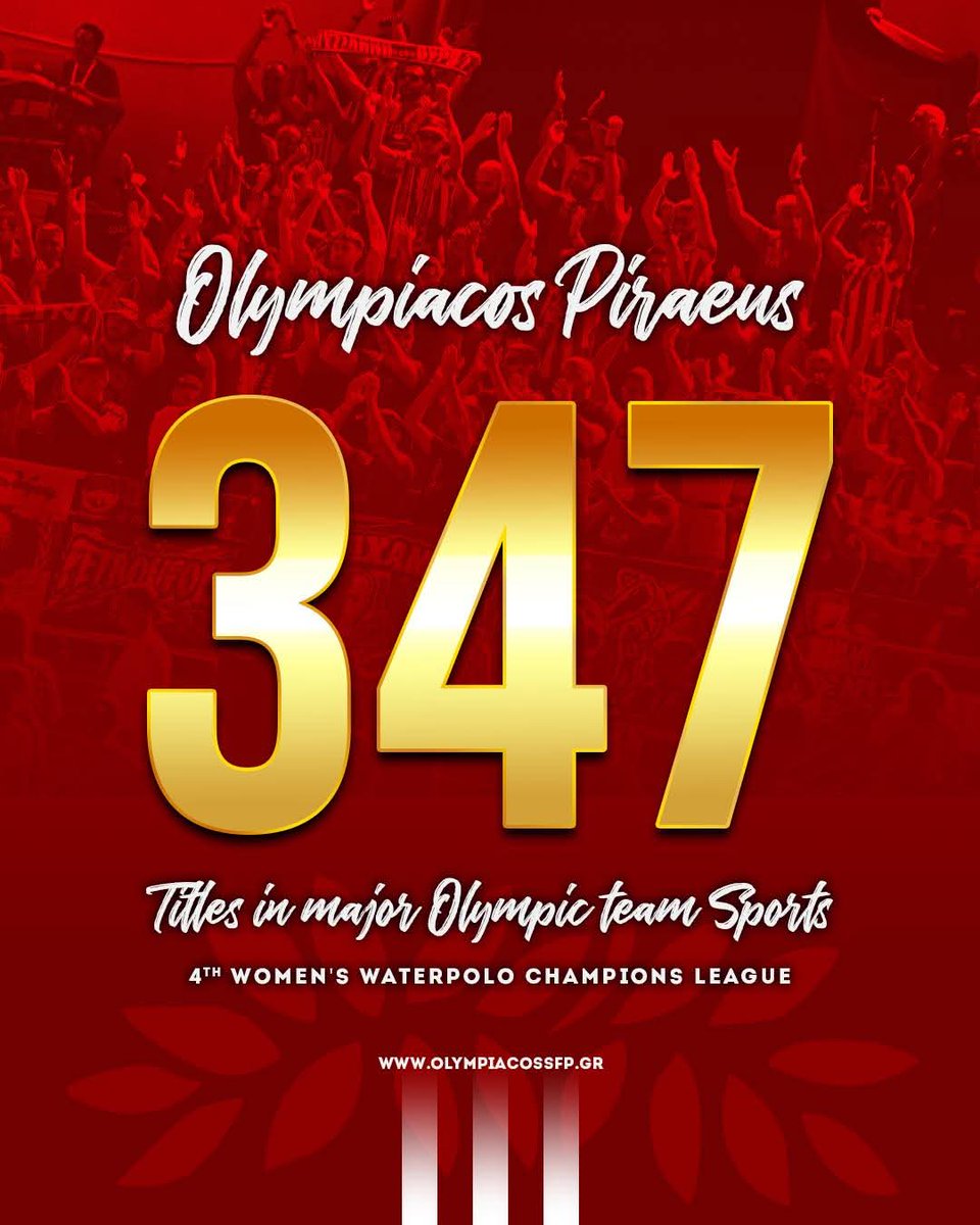 Red7Vagabundo's tweet photo. 🔴⚪️🏆3️⃣4️⃣7️⃣⚪️🔴
8️⃣4️⃣ Ποδόσφαιρο
3️⃣6️⃣ Μπάσκετ Ανδρών
7️⃣5️⃣ Πόλο Ανδρών
6️⃣6️⃣ Βόλεϊ Ανδρών
3️⃣4️⃣ Πόλο Γυναικών
2️⃣2️⃣ Βόλεϊ Γυναικών
1️⃣6️⃣ Μπάσκετ Γυναικών
1️⃣4️⃣ Χάντμπολ Ανδρών
#osfp #Olympiacos #OlympiacosSFP #Titles #RedFamily Olympiacos FC Olympiacos B.C. https://t.co/U5Tih5wW6D