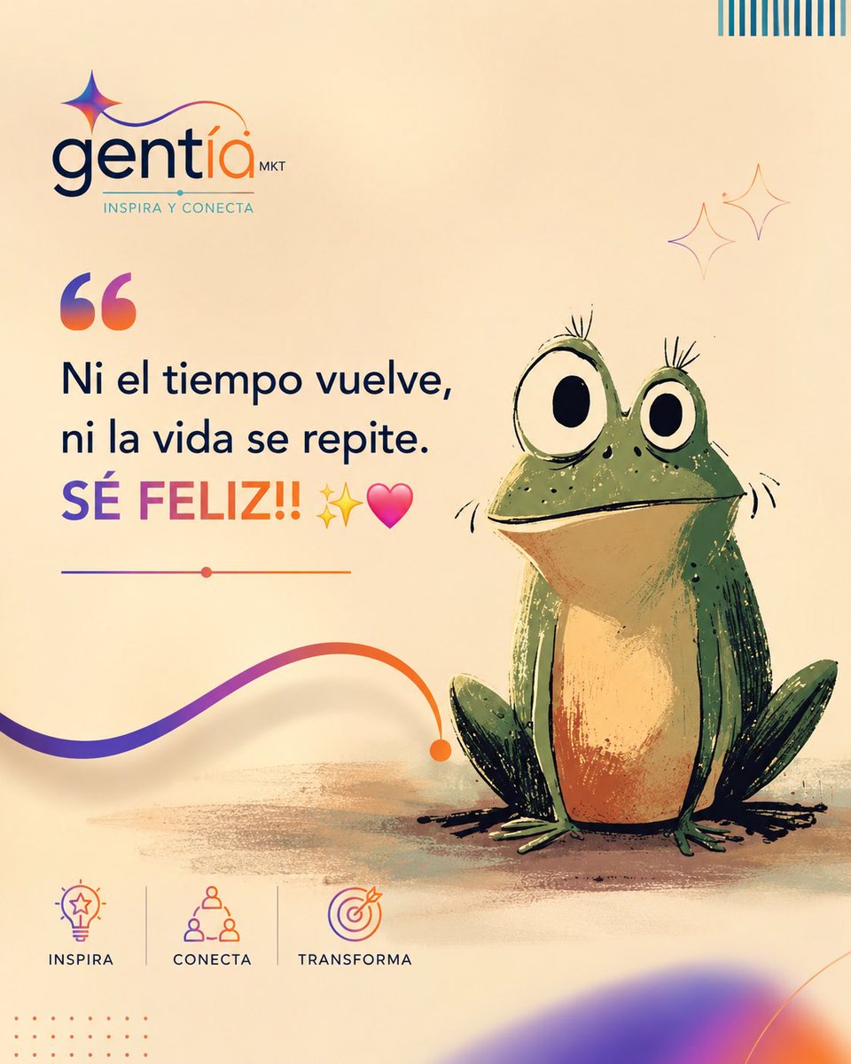 Gentiamkt1's tweet photo. 🐸✨ La felicidad no está en volver atrás, sino en disfrutar cada momento que la vida nos regala. Hoy elige sonreír, agradecer y ser feliz. 💖

#GentiaMKT #InspiraYConecta #SéFeliz #ActitudPositiva #DisfrutaLaVida #MotivaciónDiaria ✨💫 https://t.co/5asOeEdiFA