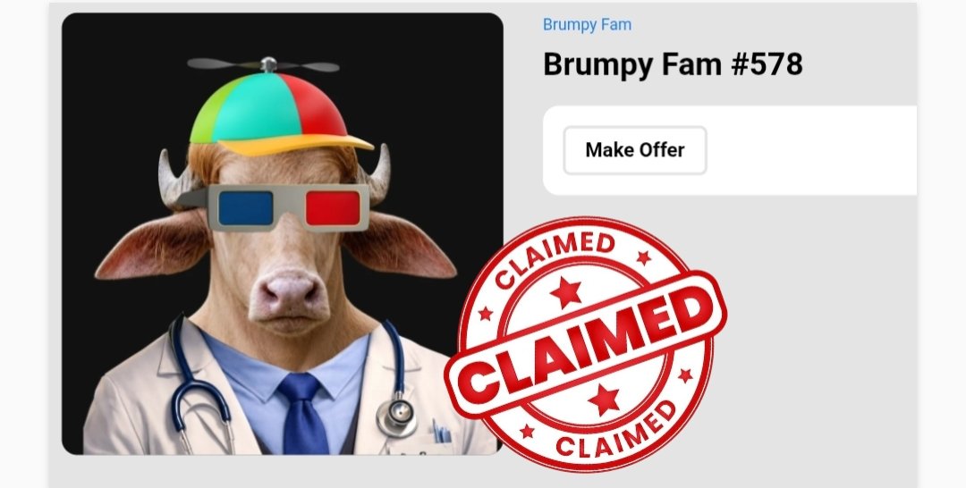 Brumpy_Fam's tweet photo. 🔥 Brumpy NFT #578 is gone. Your Brumpy Cow is still waiting for you... but not for long. 🐮⏳ Mint before someone else claims your spot.
Mint here👇
https://t.co/7XXpBwxO7E https://t.co/wKPyenhCrg