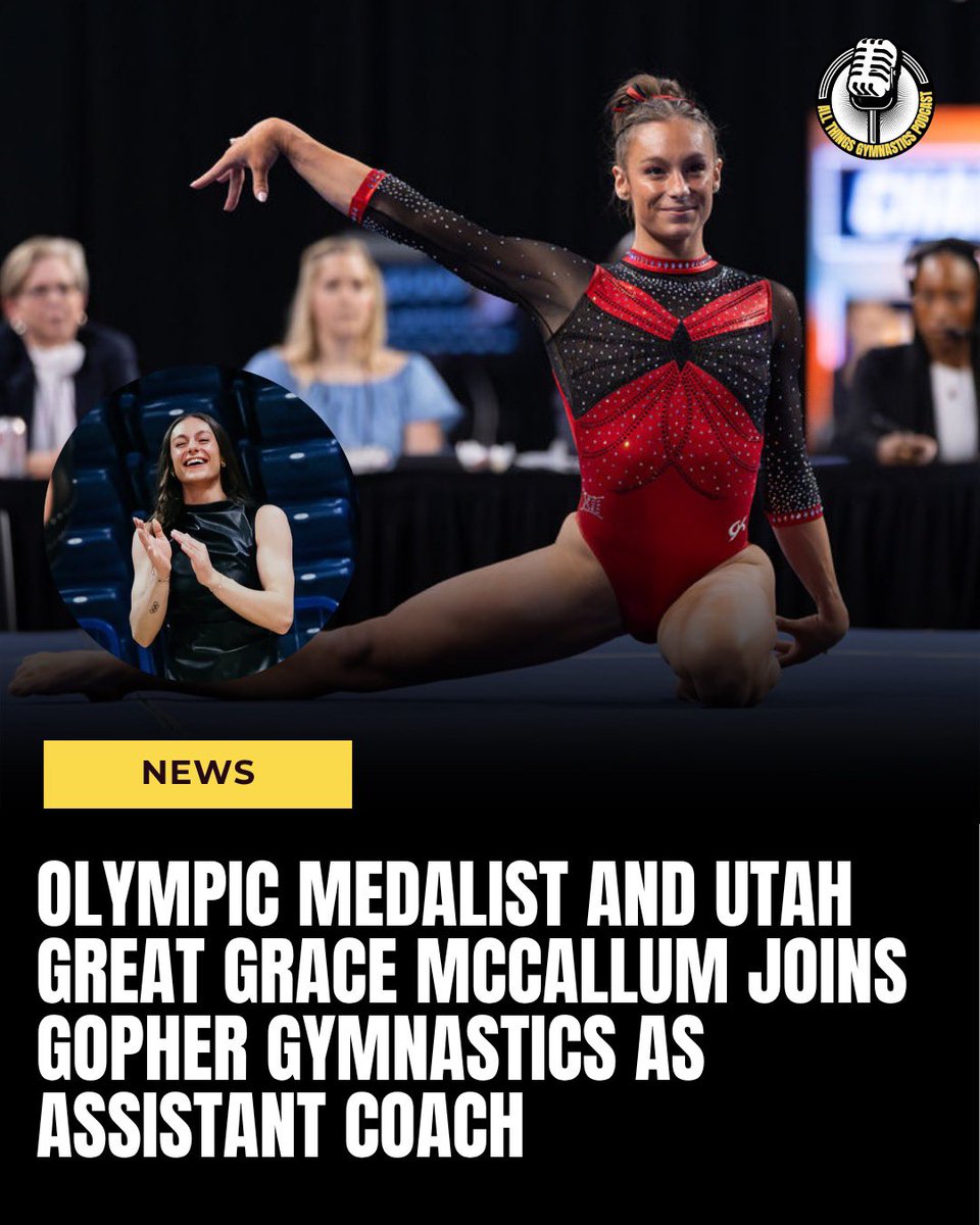 AllThingsGymPod's tweet photo. Olympic silver medalist Grace McCallum is the new assistant coach at Minnesota! 

Last season McCallum was a student assistant coach at her alma mater, Utah, where she was a 15-time All-American. https://t.co/xmXyrXnX1h