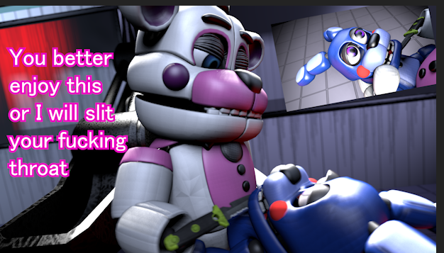 SHJ_Limey's tweet photo. 4. He loves to ship Bonbon and Funtime Freddy together, even making nsfw comic of Funtime Freddy raping BonBon. He also posted an nsfw poster of F.Freddy and Bonbon on his nsfw acc Gold Paws but it’s deleted now https://t.co/SN1sPHvIDx