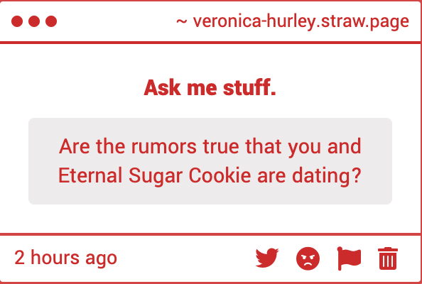 VeronicaHandler's tweet photo. I have no real answer to this, go ask Eternal Sugar Cookie. https://t.co/y9HmY1BBqN