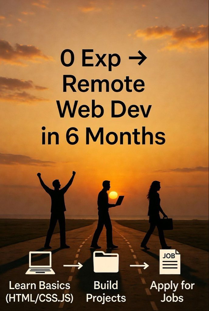DEO_TechJobs's tweet photo. From Nigeria to remote Web Dev role in 6 months: Bootcamp → Projects on GitHub → Consistent applications.

Your roadmap is ready! Full story + resources in replies.

Tag someone who needs motivation today! https://t.co/uk9FYgpeNc