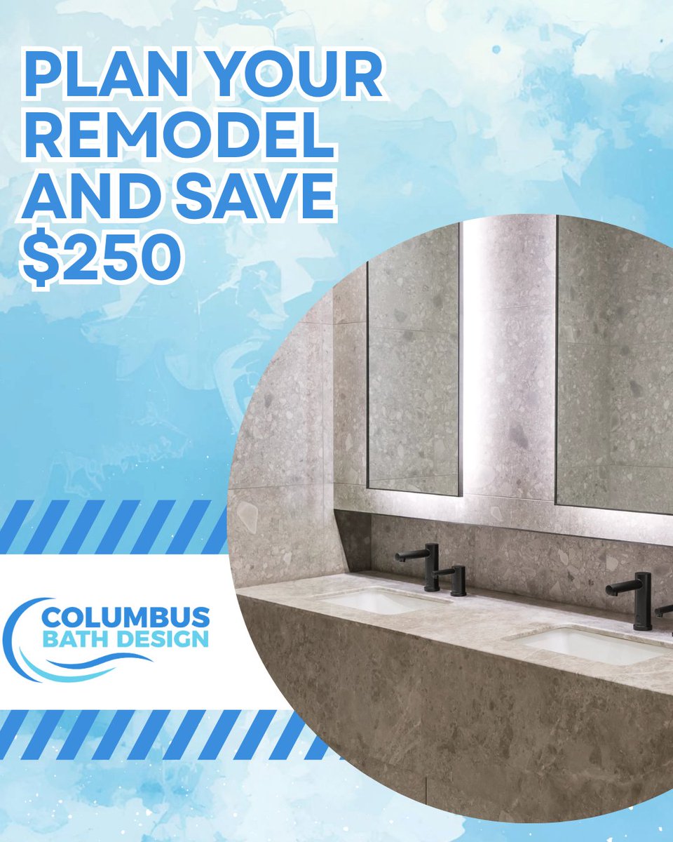 CBusBathDesign's tweet photo. If a full bathroom update has been on your mind, this is a great time to start planning. Save $250 on your next project and take the next step toward a space that feels more polished, more functional, and designed around your home. Learn more at https://t.co/SyaYc66gdq. https://t.co/meQGCklmpc
