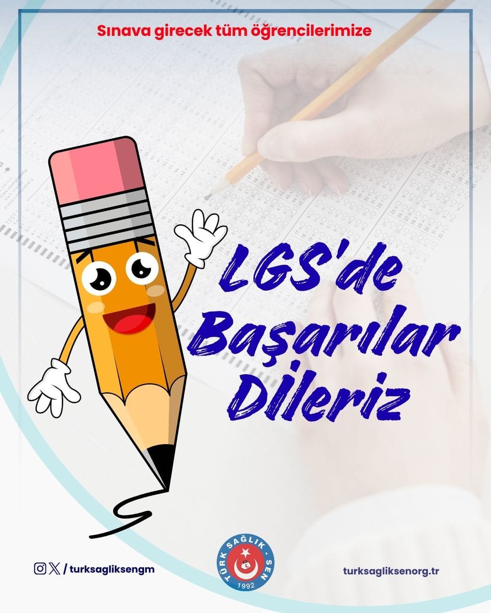 turksagliksengm's tweet photo. Yarın LGS'ye girecek tüm öğrencilerimize başarılar dileriz. https://t.co/FnWMlKSETR