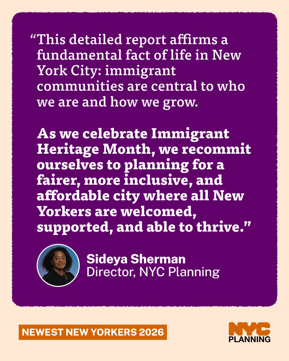 NYCPlanning's tweet photo. The Newest New Yorkers shows how dynamic and diverse our city’s immigrant communities are, and their essential role in shaping the city’s population and economy.

Read the full report: https://t.co/OfocNJzIyX https://t.co/WOdTY8KF3A