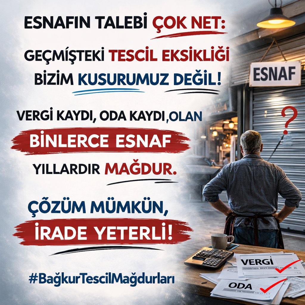 BagkurTescil73's tweet photo. @itaatetitaatgor @bbcturkce @abakingurlek Esnafın geçmiş sigortalılık hakları yok sayıldıkça sosyal devlet ilkesi zedeleniyor. #AloAdalet #BağkurTescilMağdurları @Akparti
@MHP_Bilgi
@iyiparti
@herkesicinCHP
@B_Palandoken
@isikhanvedat
@BAGKURDERNEGI
@TBMMresmi https://t.co/PNI07zf4Nz