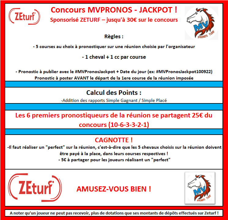 MVPronosTurf's tweet photo. 🐎 Concours MVPronos SIMPLE @ZEturfFr
📅 13/06/26 🐎

🆕 NOUVEAU 🆕
➡️ Postez votre prono EN RÉPONSE sous ce tweet👇

➡️ #MVPronosimple130626
➡️ ID ZEturf
➡️ R1 ENGHIEN
➡️ 5 courses au choix
➡️ 1 cheval (+1cc)

⏱️ 13h23 max
💴 30€ à partager 💴
⚠️ ATP

#MVPronos #MVPronosTurf https://t.co/zq19hCZBlX