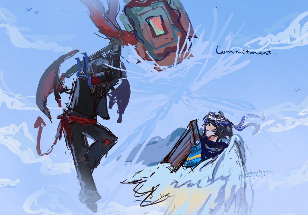 peachesforvia's tweet photo. / / abyss spoilers (noclue if this counts)
Commitment. 
#dumbisdumbfanart #sorhinfanart #abysssmp 
This is barely rendered pls dont kill me https://t.co/2jEa5ImgZA