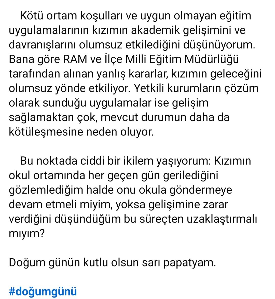 a_ozcelik08's tweet photo. Kızımın okul ortamında her geçen gün gerilediğini gözlemlediğim halde onu okula göndermeye devam etmeli miyim, yoksa gelişimine zarar verdiğini düşündüğüm bu süreçten uzaklaştırmalı mıyım?

Doğum günün kutlu olsun sarı papatyam.

#duğumgünü #otizm365GünBizimle https://t.co/SjhKrN8Xar