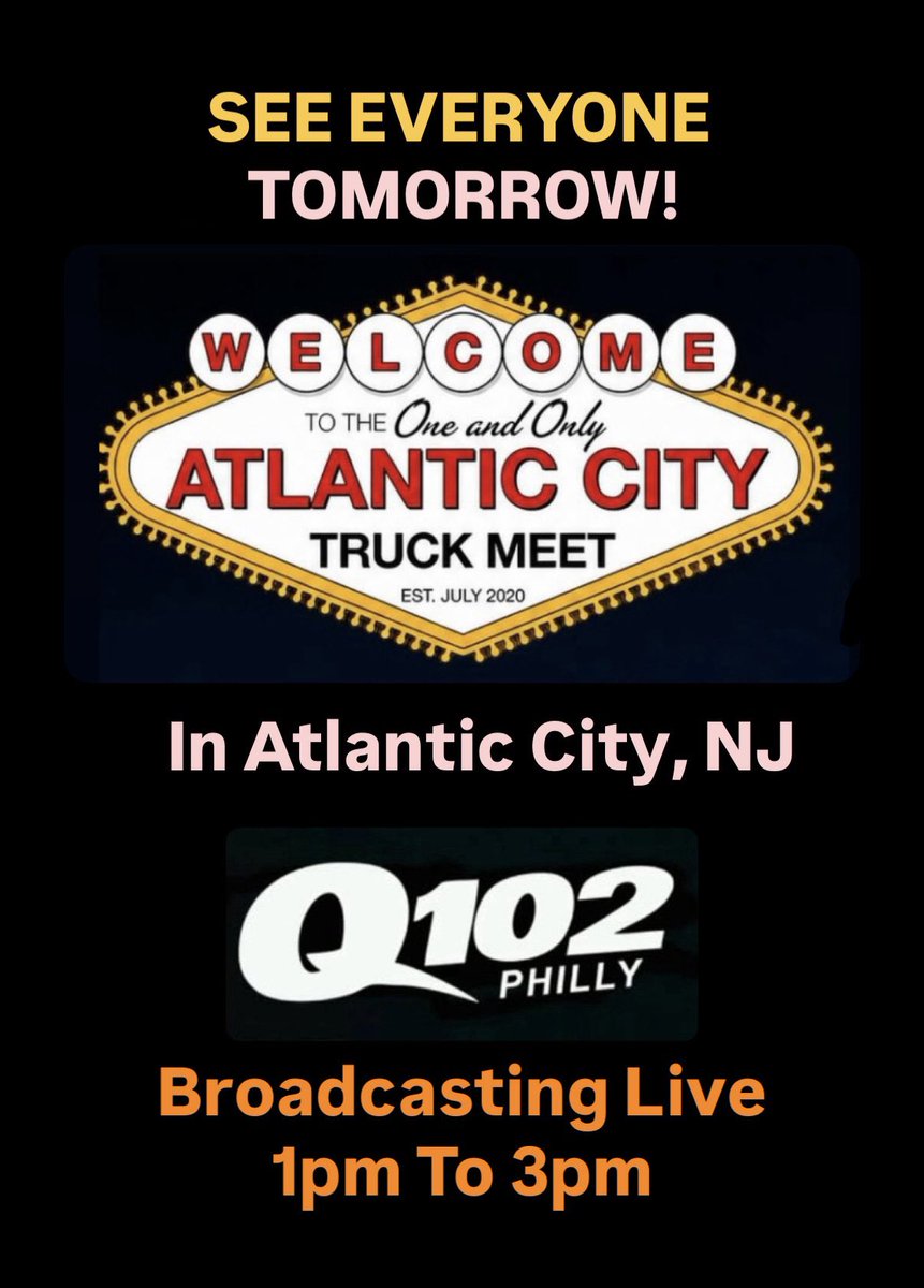 PhillyDreamTeam's tweet photo. 1pm TOMORROW, 6/13/26
Q102 LIVE With Buster &amp; The Q Crew
At The Yearly Atlantic City Truck Meet
Stop By The Q102 Tent Next To The Stage
Win “ NELLY “ Concert Tickets &amp; Prizes https://t.co/IZ4pUVyGWl