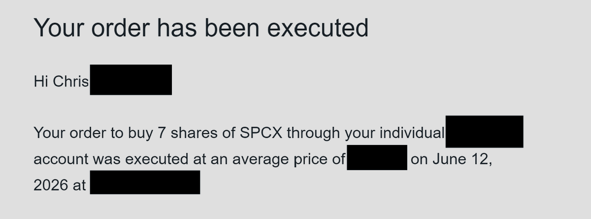 BiggCMan's tweet photo. Humanity will be multiplanetary. Today I bought my first stock ever. 7 shares of SpaceX. I've followed them for years and believe it's one of the most important companies in the world. I'm proud to become a shareholder. Thanks @elonmusk for building something I believe in. https://t.co/X9kKss8Pl3