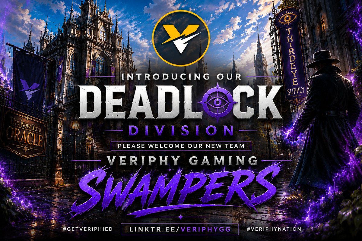 VeriphyGG's tweet photo. 🟣 NEW DIVISION ANNOUNCEMENT 🟣

We are expanding our Esports Division to include another game, @IntelDeadlock! #GetVeriphyed

We are happy to introduce @SxgeRn as the Team Captain of our new Deadlock team, the Veriphy Gaming Swampers! More roster announcements will be coming down the pipeline soon.

We are in new territory and looking forward to be a part of a brand new scene! #BringTheThunder