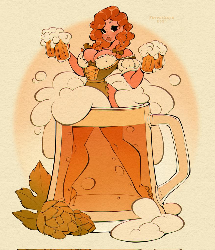 Favorskayapinup's tweet photo. Cheers!🍺✨

#beerart #beermaiden #cartoongirl #characterdesign #pinupart #digitalart https://t.co/Gi3A2MZgAB