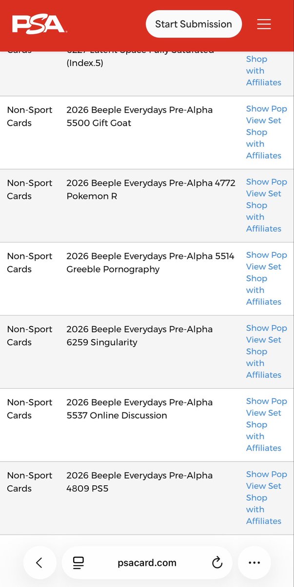 topshot's tweet photo. So yesterday I saw @PSAcard have @beeple Non-Sport Cards in the population report but today it seems to have disappeared…🤔 

Anyone else catch this? https://t.co/4nvRR8RH6r