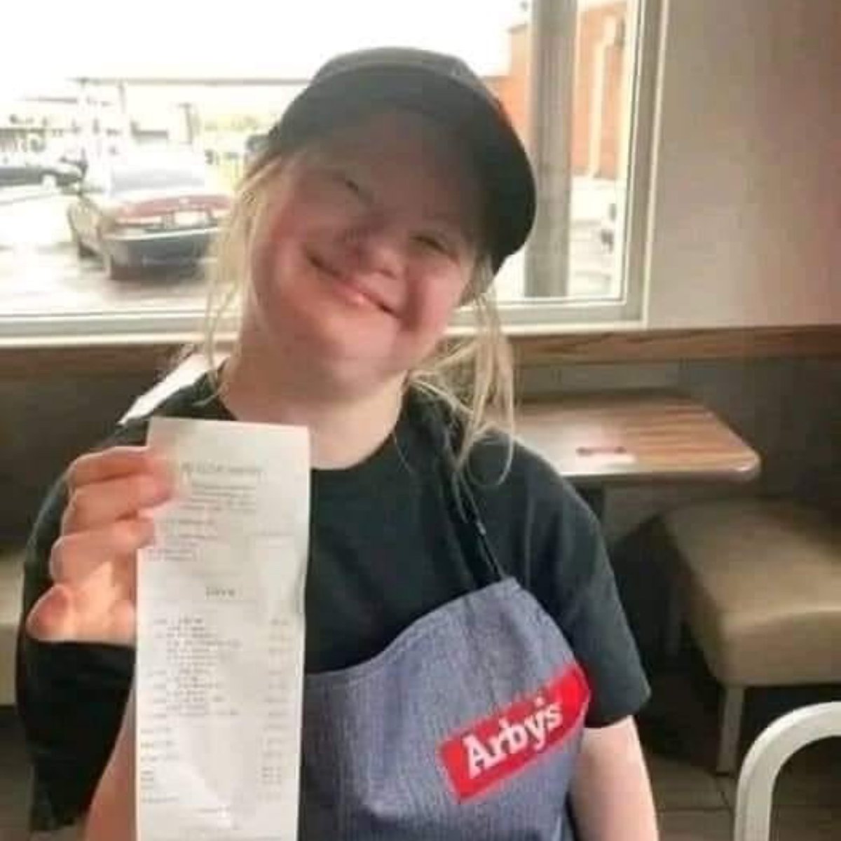 feelgoodtale's tweet photo. I'd like to introduce Anna. Anna was hired in 4 weeks ago!! She works a couple days a week, cleans the lobby and talks with guests. She has quickly become the face of my store.

Today, Anna took her first order on frontline. With some assistance, she was able to navigate the screen, take names and give out change! In Anna's words herself, 'Nailed it!' ❤️❤️❤️❤️ We are proud of Anna!"