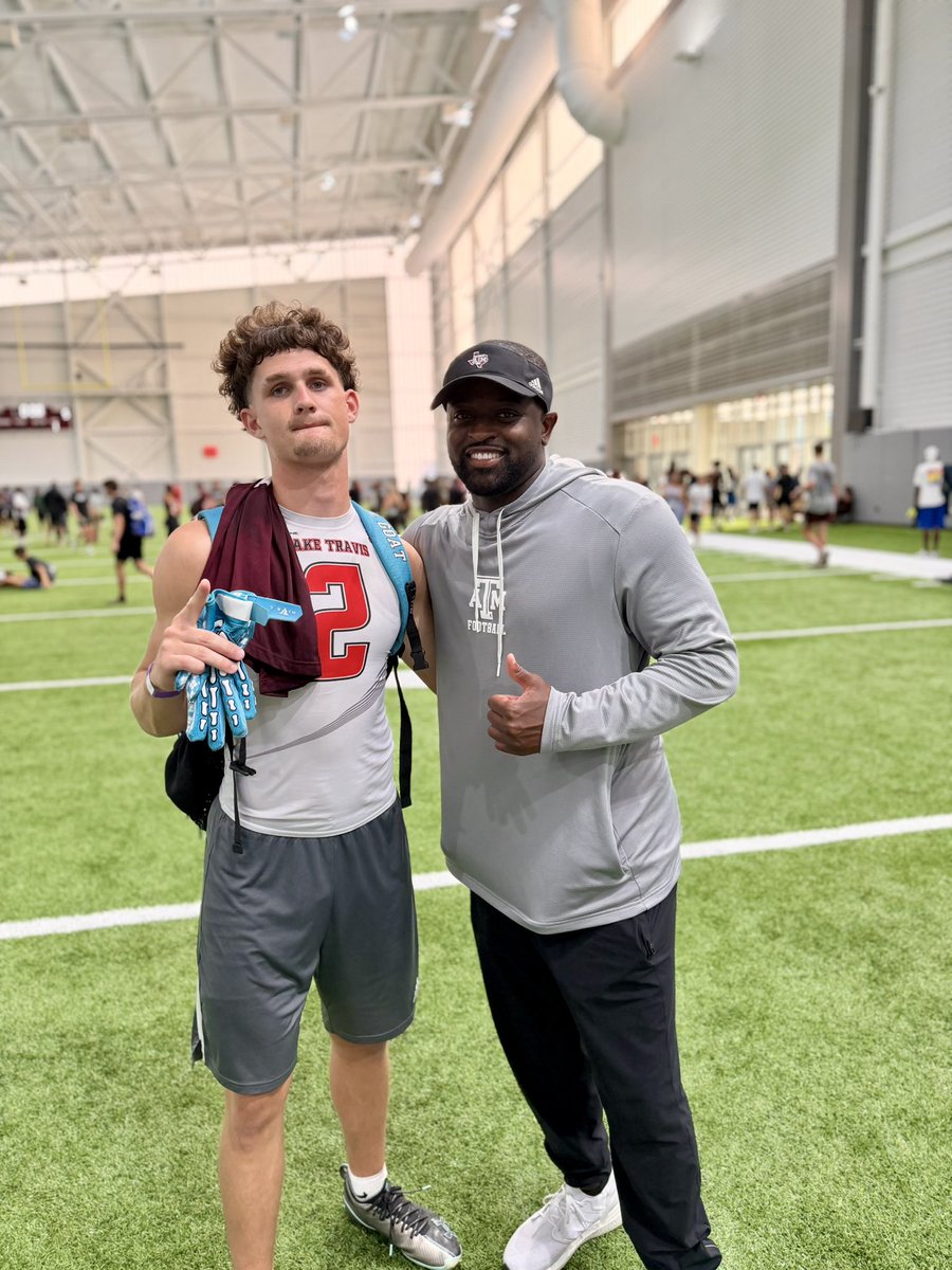 CarsonCurrie's tweet photo. Thank you to @CoachMikeElko, @CoachBGA, and the entire @AggieFootball staff for the opportunity to compete.

Great coaching, great competition, and a great conversation with Coach BGA. Grateful for his feedback on my footwork, size, and versatility in the secondary.

 #GigEm https://t.co/gLDTABYLc8