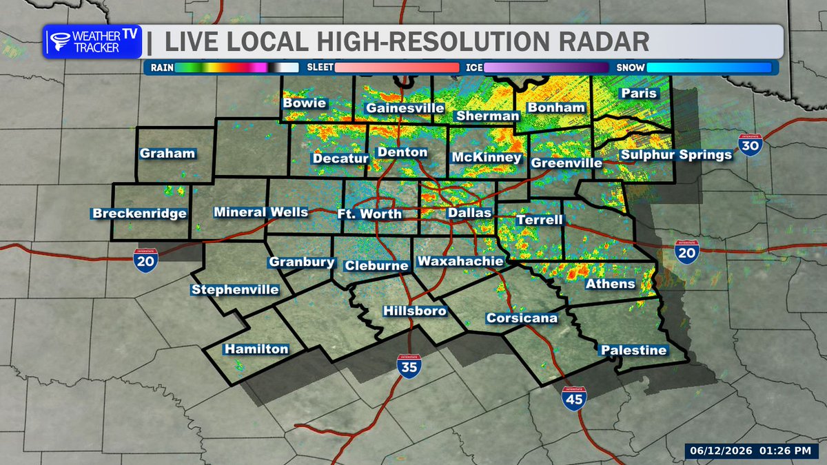 TXWXTracker's tweet photo. 🚨 1:28PM ALERT | Flash Flood Warning

For southeastern Grayson and southwestern Fannin counties until 3:30 PM.

Heavy rain is causing flash flooding. Avoid flooded roads and low spots. Turn around, don’t drown.

#dfwwx #txwx https://t.co/xjAG2llubZ