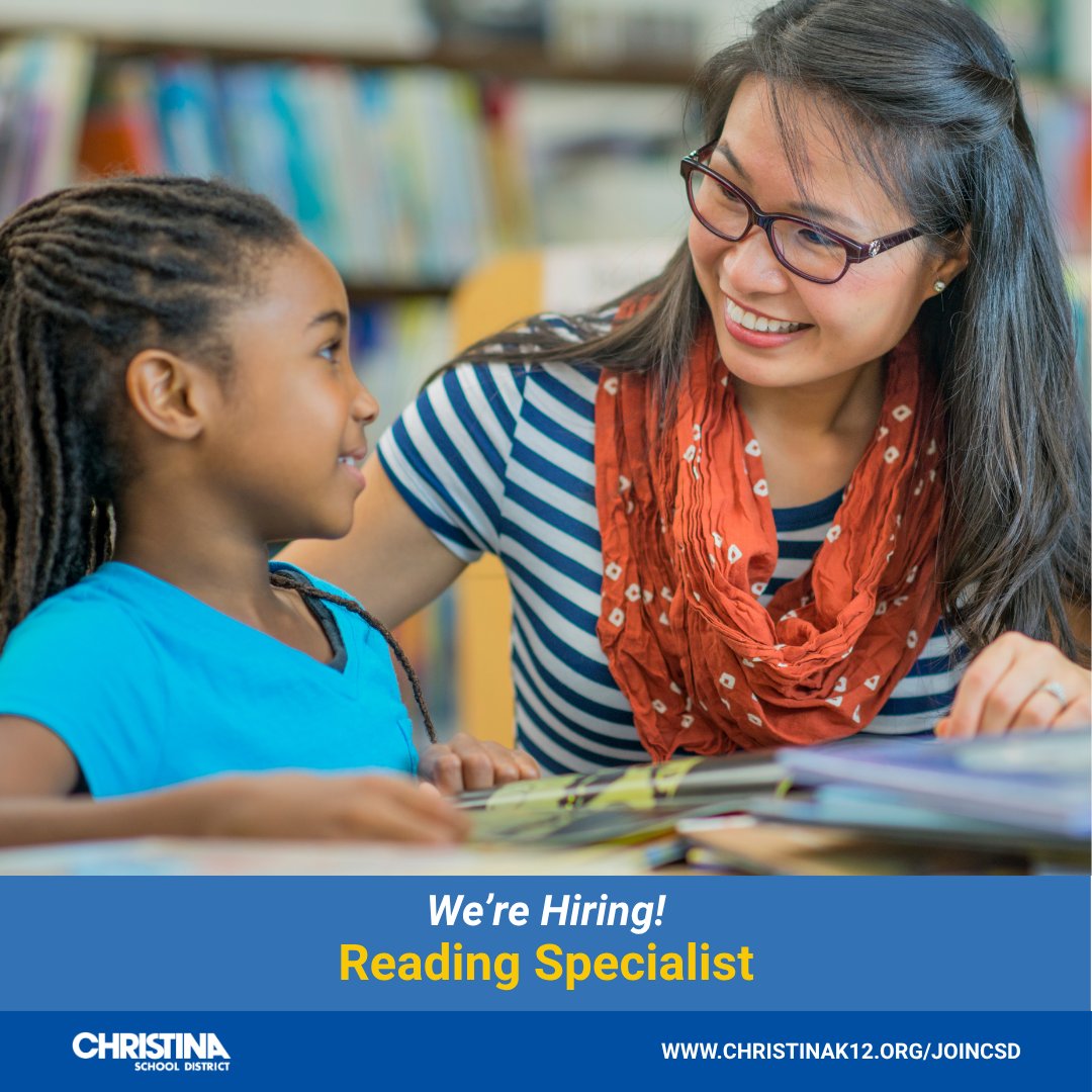 ChristinaK12's tweet photo. We're #NowHiring: Reading Specialist at Marshall ES. Apply online to #JoinCSD: https://t.co/V94oGDwnmd.
📌 View all job openings: https://t.co/A7Wr8wud6o
#EduJobs #netde #hiring #WilmDE #NewarkDE https://t.co/yRApc1Tb4H