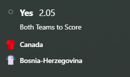 Pinner_G's tweet photo. Lets keep the streak going! 🔥 Canada and Bosnia both to score +Money ⚽️ https://t.co/ycIno4qwLb