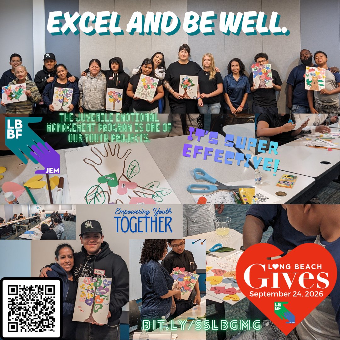 STOPPINGSHORT's tweet photo. Excel and be well. The Juvenile Emotional Management Program is one of our many Youth Projects we offer to youth and families here at SHORTSTOP. You can support JEM through our #LongBeachGives campaign this September at https://t.co/s5EGCaotWV. Scan the QR code for more info! https://t.co/UICmMTASAN