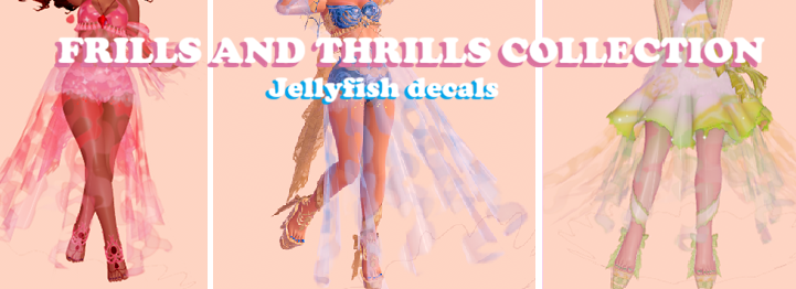 NIGHTZOLITE's tweet photo. I made some jellyfish decals... soo I'll share em!👀

🌊7 Recolors in total, Works best on breezy meadow skirt, got bow and most accessories with transparent parts https://t.co/8raymG8RO6