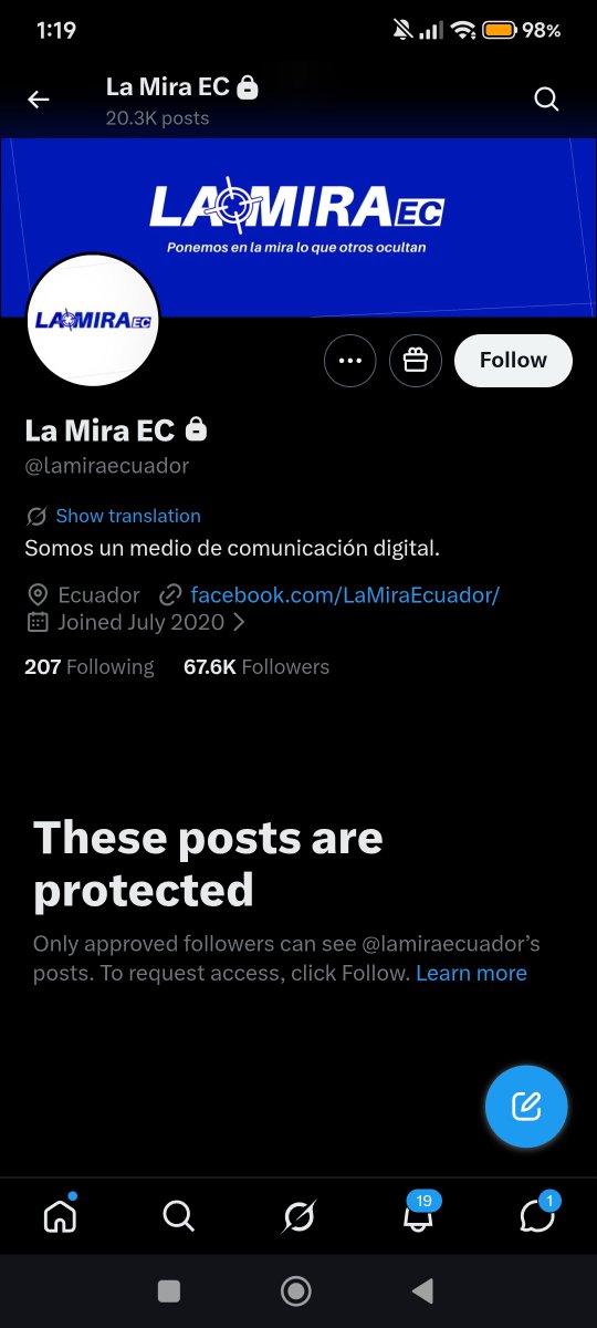conejo_oligarca's tweet photo. En los audios filtrados ayer, el Prófugo menciona a un tal "medio de comunicación" llamado "La Mira EC", cómo una de sus plataformas donde distribuyen sus noticias falsas. Oh sorpresa: ayer dieron de baja su cuenta de Facebook, y en X tienen ocultos los posts... Coincidencia? 🫩 https://t.co/z0LRoMjPGY