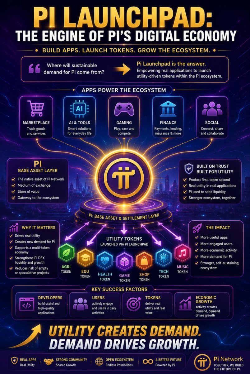 Diazag3's tweet photo. 🔥Pi launchpad is different &amp; unique🔥 

🎯 Product First
Projects must have a working application. Utility comes before token issuance.

⭕ Utility Driven Economy
Tokens are expected to serve real functions inside apps. Focus shifts from speculation to actual usage.

#PiNetwork https://t.co/LY3Ex1JGvd