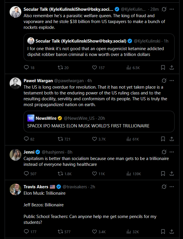 reddit_lies's tweet photo. Worst part of the $SPCX IPO:
Jealous shitlibs dominating the timeline mad because they haven't produced anything in their life. https://t.co/vYI1bmnSgN