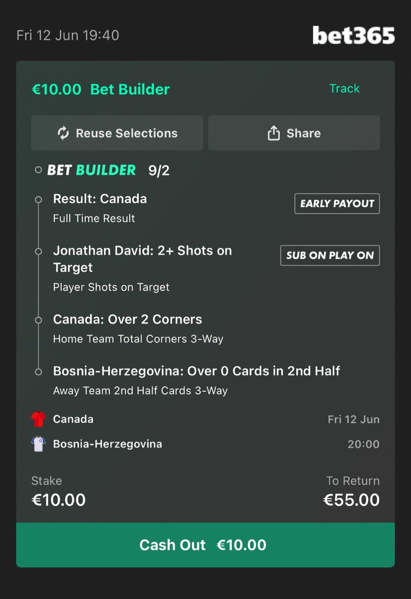 PhilipPunts's tweet photo. ⚽️ World Cup Acca - Canada v Bosnia 

Odds 9/2

#WorldCup #football #CANvBOS https://t.co/X6m9AUlsWu