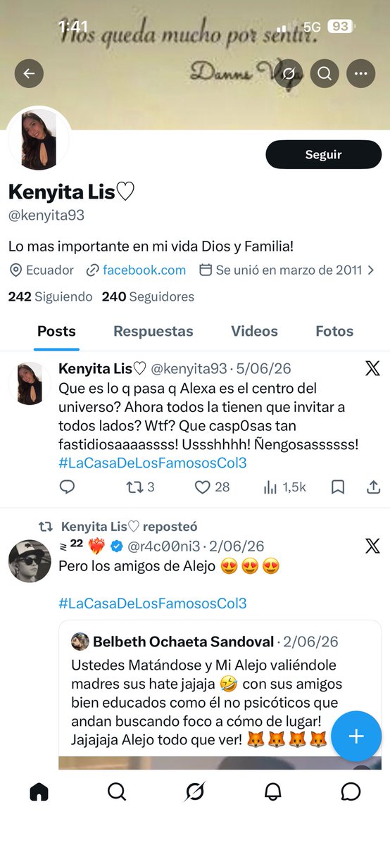yadgod's tweet photo. @kenyita93 @alexatorrexx Te iba a responder pero fuí a tu perfil y me di cuenta que eres fan obsesionada de Alexa, perdón: una hater más.
Que es esto neaaa 🤣
Pdta: Te sugiero que si alguien no te cae bien la bloquees, es muy fácil amiga.
Y otra cosa: que seas fan de Alejo no te debe hacer hater de otros https://t.co/xrPd0YiN74