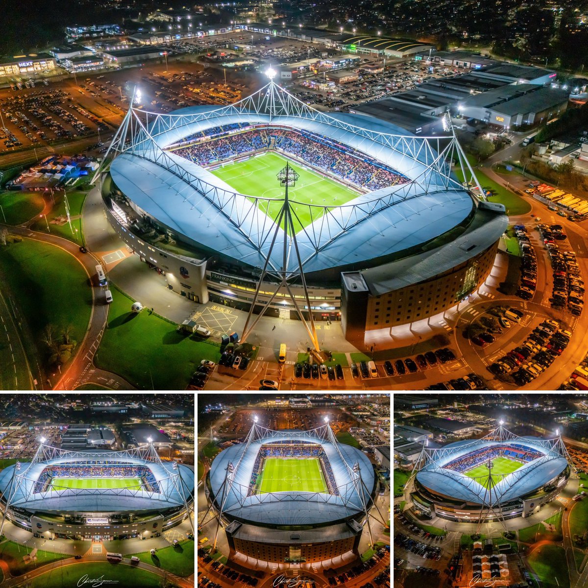 SP00NS's tweet photo. ⚽️ #bwfc fans - I have aerial night photographs of the Toughsheet Stadium for sale on my photography website. They look brilliant in A3 size and I also offer A4. If you want a custom size, just get in touch and I can give you a quote. 
See the images here: https://t.co/FuImfI7qNB https://t.co/grq8ABjQeG