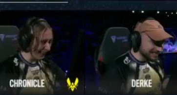_sonjawo's tweet photo. look at these two omegagiggling MID ROUND IN A PLAYOFFS GAME after a profek twitter shoutout and a double 67, yeah vitality might win it all 😂 https://t.co/PmylhGXpS5