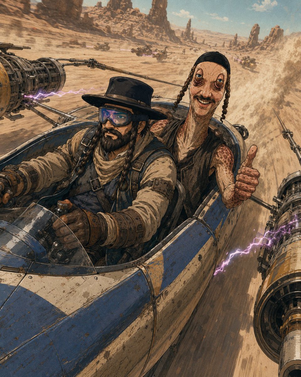 JUIonSUI's tweet photo. JUI has entered the Boonta Eve Classic.

The pod is unstable.
The driver is underqualified.
The thesis is still intact.

Nobody knows how we passed inspection, but Bard Bard Jinks was seen near the registration tent. @BardBard https://t.co/UaAEcnvjPg