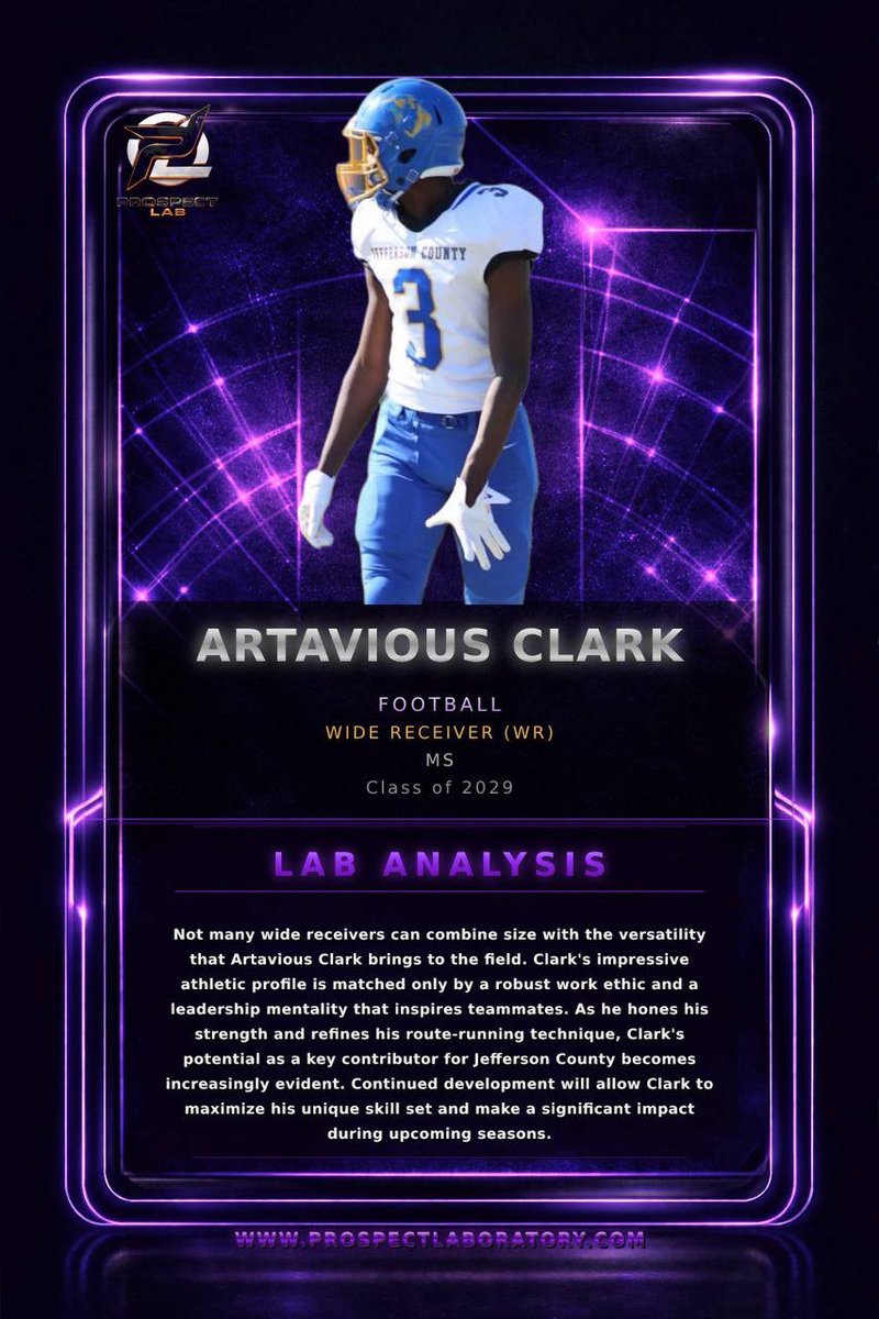 prospect_labs's tweet photo. Artavious Clark 🏈
WR | MS | Class of 2029

Athletic, versatile, and always improving. Artavious Clark continues to sharpen his route running and expand his impact every season.

#ProspectLaboratory #Football #WideReceiver #ClassOf2029 #MSFootball #FutureStars #JoinTheLab 🧪 https://t.co/P4ORoHbJAe