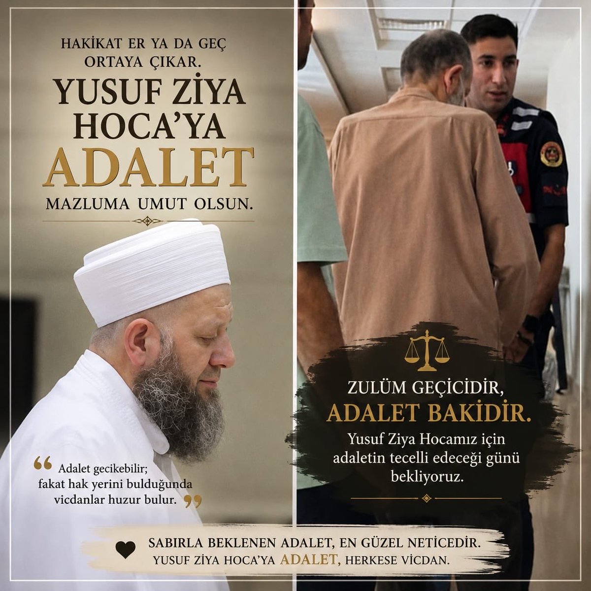Ahmetb034's tweet photo. Adalet, kişilere göre değil hakka göre hükmetmektir. Yusuf Ziya Hoca için adil bir değerlendirme talep ediyoruz.

#YusufZiyaHocayaAdalet https://t.co/TbAdp7jUKm