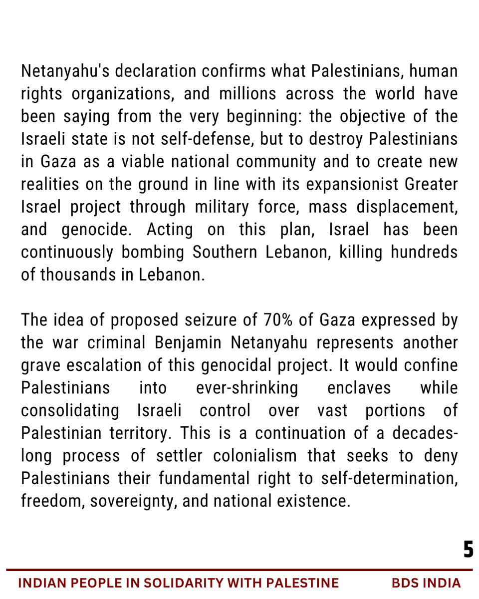 BDS_in_India's tweet photo. The struggle against genocide in Gaza is not merely a Palestinian cause; it is a struggle for human dignity, justice, and the right of oppressed peoples everywhere to live free from occupation and colonial rule.
2/2
#IPSP #BDSindia #Netanyahu #DownwithZionism #Endtheoccupation https://t.co/rMWPpqSr5i
