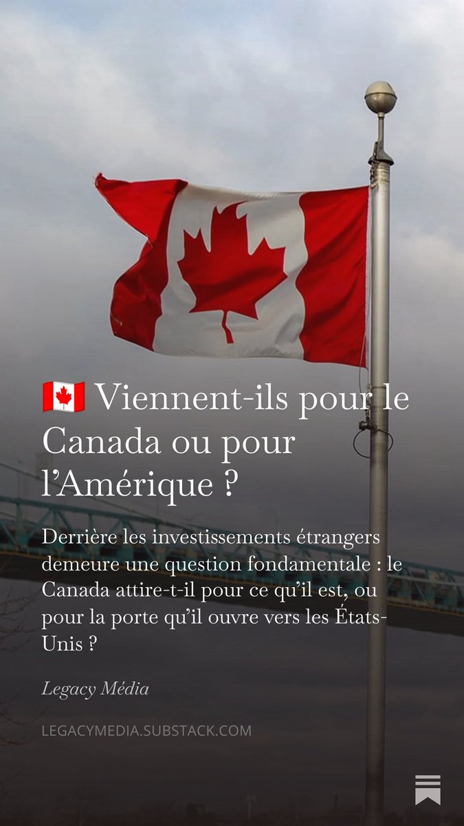 Sypio1's tweet photo. 🇨🇦 Viennent-ils pour le Canada ou pour l’Amérique ?  

Une partie importante de l’attractivité du Canada pour les investisseurs étrangers repose avant tout sur son accès privilégié au marché américain.

https://t.co/sN67kK5ftn https://t.co/owwwv3Ybja