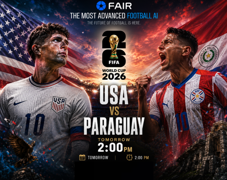 FAIR_FootballAI's tweet photo. 🇺🇸 USA vs 🇵🇾Paraguay
Who starts?
We ask FAIR to predict lineups ahead of today's World Cup showdown.⚽️
See here: 👇
https://t.co/AHXjfPx0qz
#FIFAWorldCup #WorldCup2026 #USMNT #Paraguay #USAParaguay #FootballAI #SoccerAI #FAIRAI #FootballAnalytics #WorldCup https://t.co/PyywssV7Gm