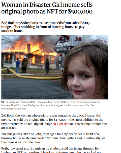 solDisasterGirl's tweet photo. $Disaster Girl NFT was  sold at a price $500,000 on 2005. https://t.co/nRB84AzBlS