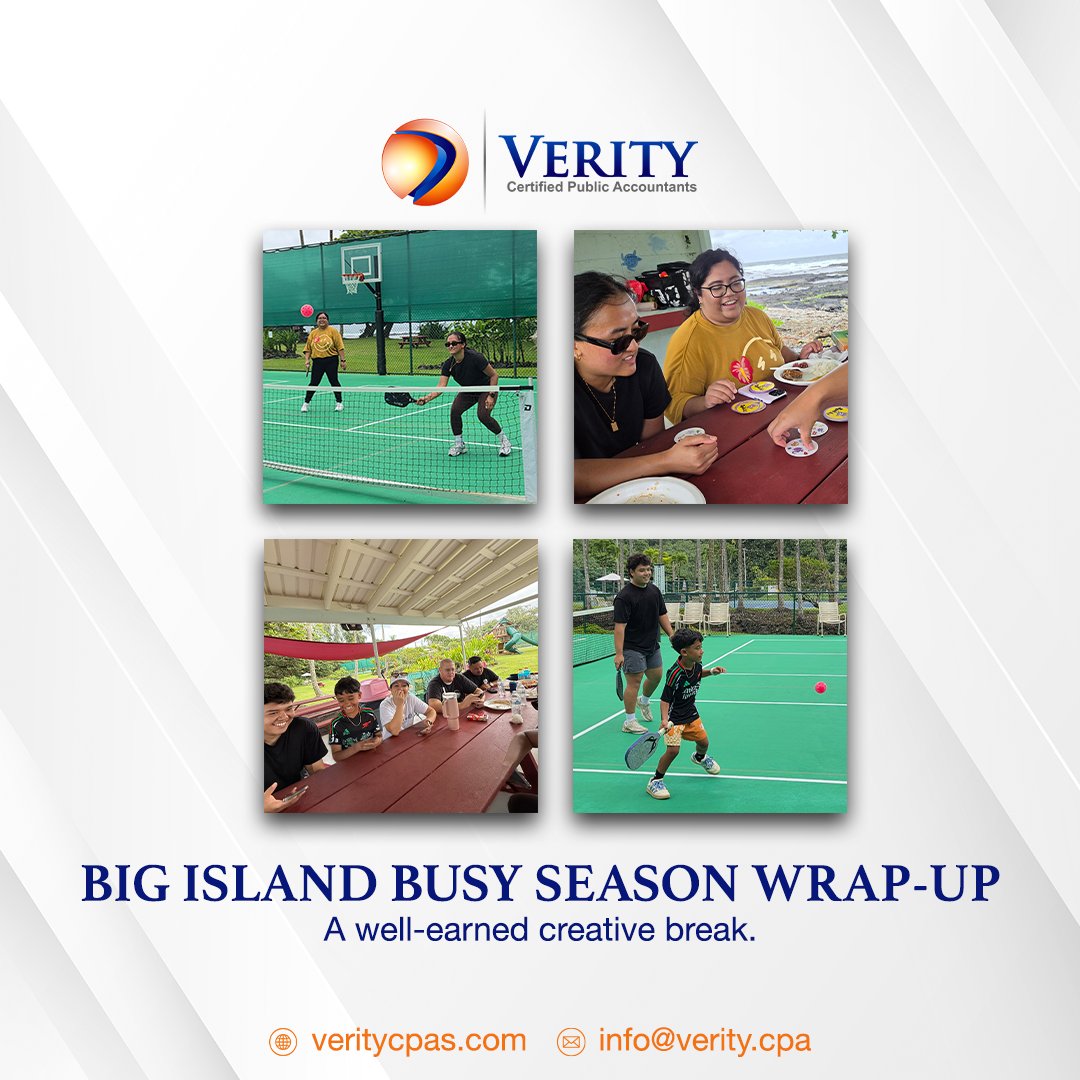 VerityCPAs's tweet photo. 🏓The Big Island Team celebrated the end of busy season with pickleball, games, and some well-earned fun.  Here's to a successful busy season and a little fun in the sun! ☀️

#EndOfBusySeason
#TeamBonding
#AccountingLife
#StaffAppreciation https://t.co/Hse3sKDzoU